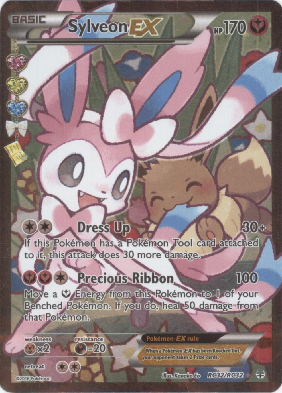 SYLVEON EX Pokemon GENERATIONS Radiant Collection Full Art Ultra Rare Card # RC32/RC32 SYLVEON EX Pokemon GENERATIONS Radiant Collection Full Art Ultra Rare Card # RC32/RC32