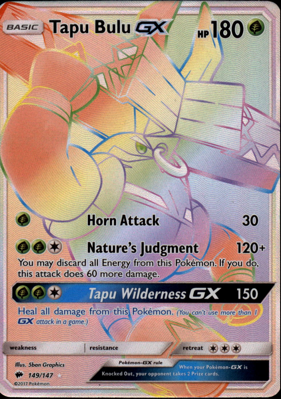 TAPU BULU GX Pokemon SM03 Sun & Moon Bruning Shadows Hyper Rare Card # 149