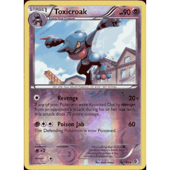TOXICROAK Black & White Boundaries Crossed PARALLEL (Reverse) FOIL Pokemon Card # 66