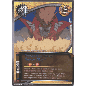 TP # J-697 EXPANSION JUTSU: SUPER SLAP! Chibi Rare Rainbow Foil Naruto Tournament Pack Card