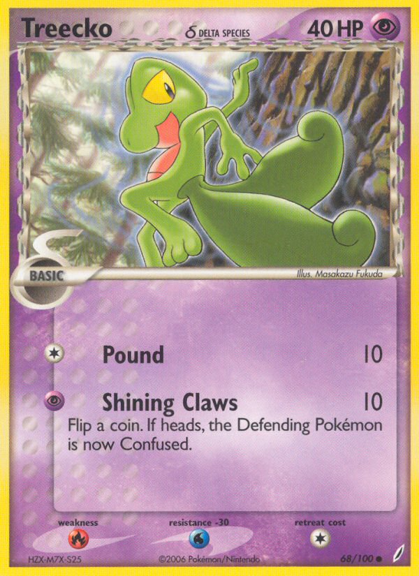 pokemon treecko card TREECKO DELTA Common Pokemon EX Crystal Guardians Card # 68