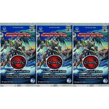 TURN OF THE TIDE (FIRST EDITION) Marrillian Invasion Chaotic Trading Card Game THREE BOOSTER PACK LOT with each pack containing 9 Chaotic Cards