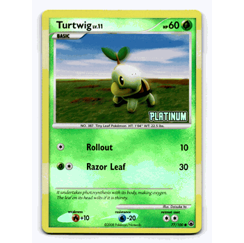 TURTWIG LV.11 Pokemon PLATINUM Burger King Reverse Foil Promo Card # 77/100