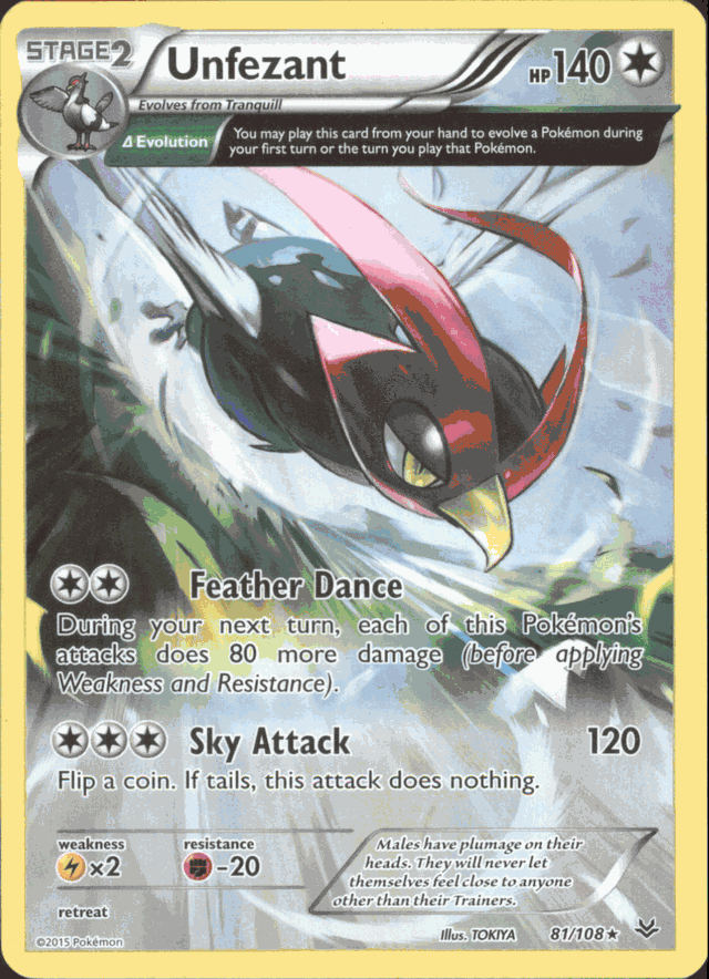 UNFEZANT Pokemon XY06 Roaring Skies Rare Card # 81/108