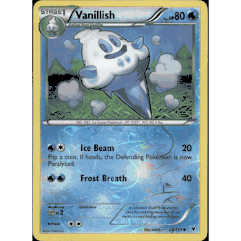 VANILLISH PARALLEL (REVERSE) FOIL Pokemon BW3 Black & White Noble Victories Card # 28