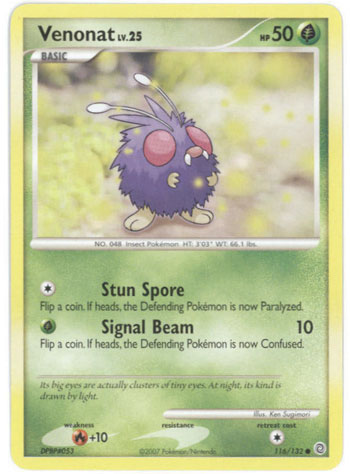 VENONAT Lv.25 Pokemon Secret Wonders Common Card # 116