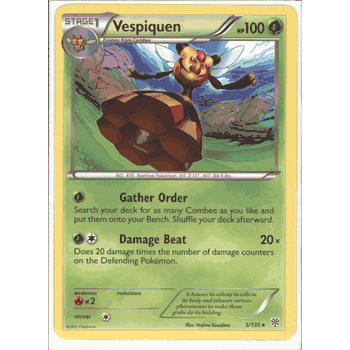 VESPIQUEN Pokemon BW8 Plasma Storm Rare Single Card # 5/135 VESPIQUEN Pokemon BW8 Plasma Storm Rare Single Card # 5/135