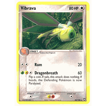 VIBRAVA Uncommon Pokemon EX Power Keepers Card # 40