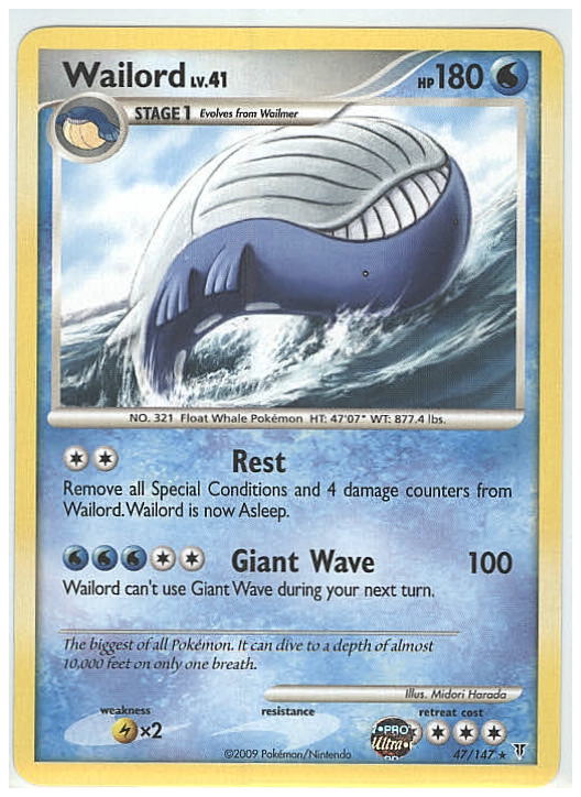 WAILORD Pokemon Supreme Victors Rare Card # 47 WAILORD Pokemon Supreme Victors Rare Card # 47