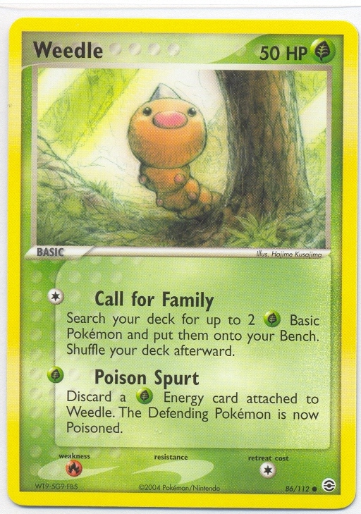 WEEDLE Common Pokemon Fire Red Leaf Green Card # 86 WEEDLE Common Pokemon Fire Red Leaf Green Card # 86