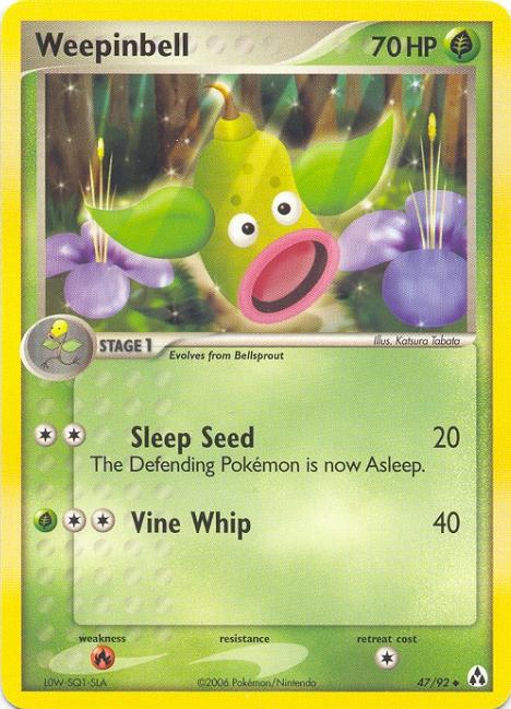 pokemon card weepinbell First Gen TCG  Galactic Traders [GG] Razor Leaf (30) Pokemon Jungle Weepinbell #48 My Weepinbell Collection : r/PokemonTCG