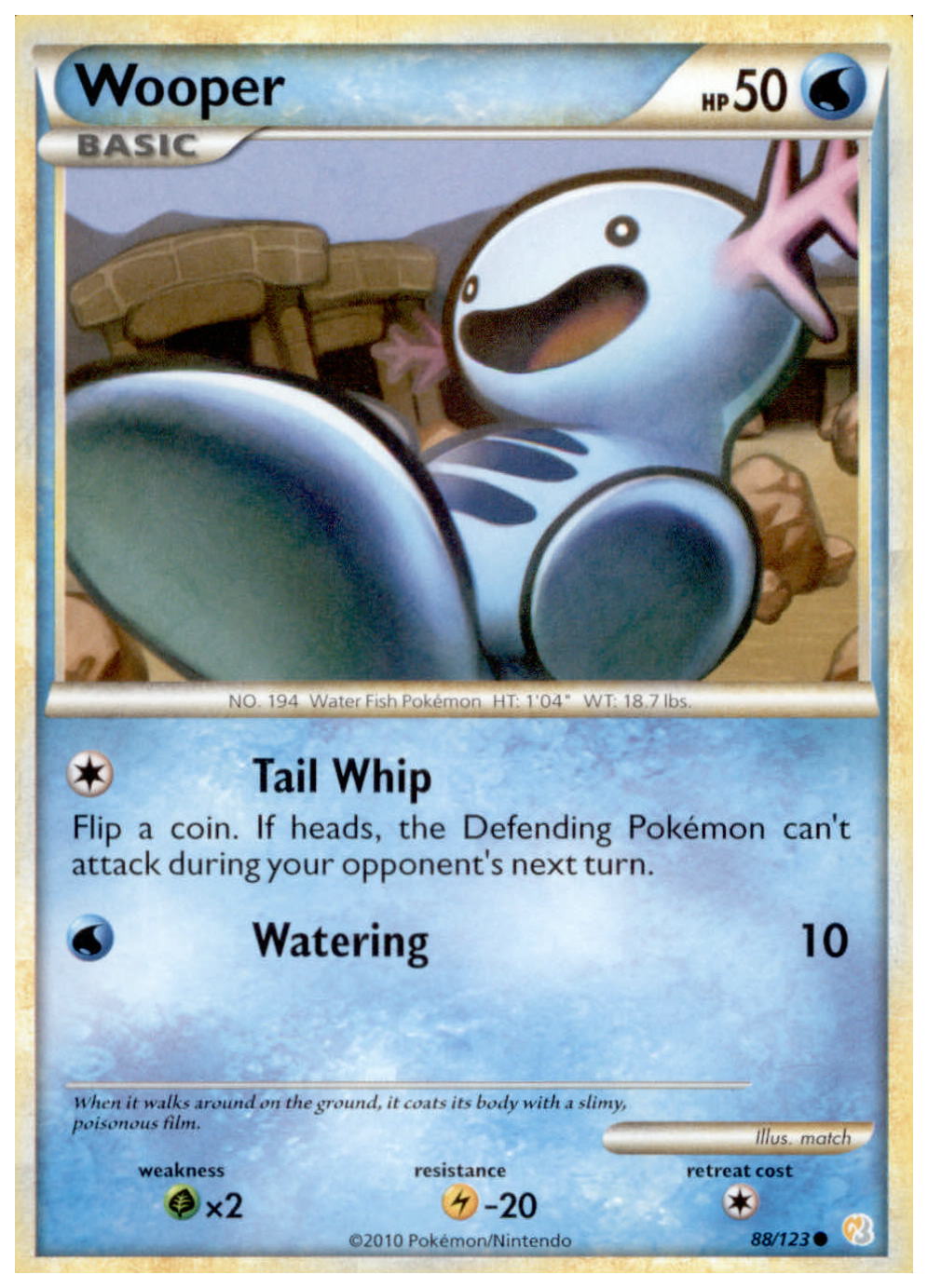 WOOPER HeartGold SoulSilver HGSS Common Pokemon Card # 88/123