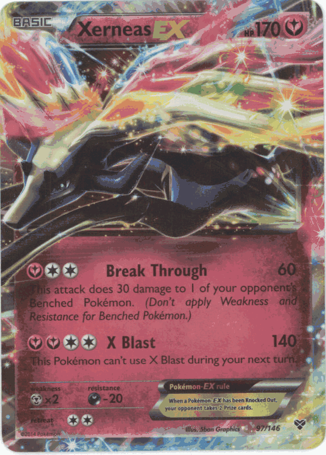 XERNEAS-EX Pokemon X&Y Base Set Holo Rare Card # 97/146