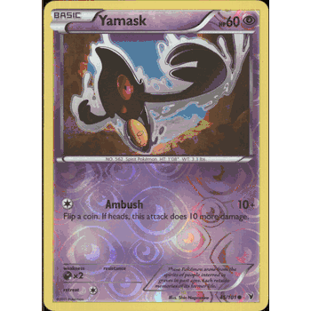 YAMASK PARALLEL (REVERSE) FOIL Pokemon BW3 Black & White Noble Victories Card # 45