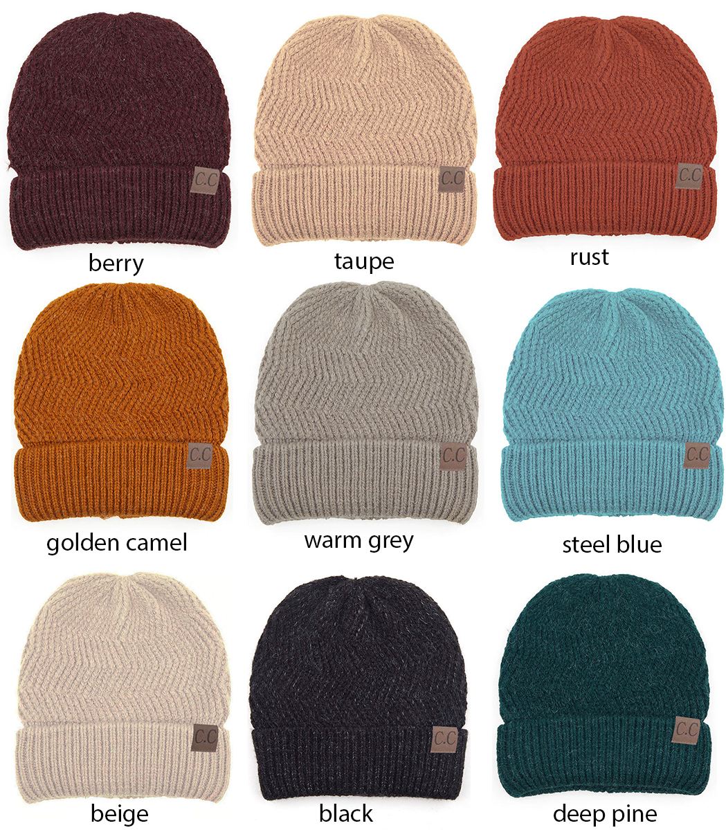 CC Chevron Knit Beanie Hat