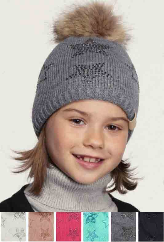 CC KIDS Beanie with Stars and Pom Pom
