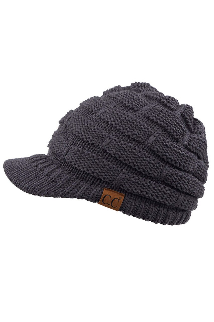 CC Ribbed Knit Beanie With Brim