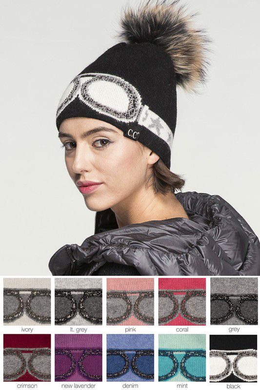 Crystal Goggles CC Beanie Hat with Pom