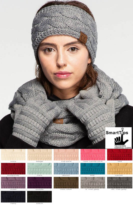 Fleece Lined Knit CC Gloves