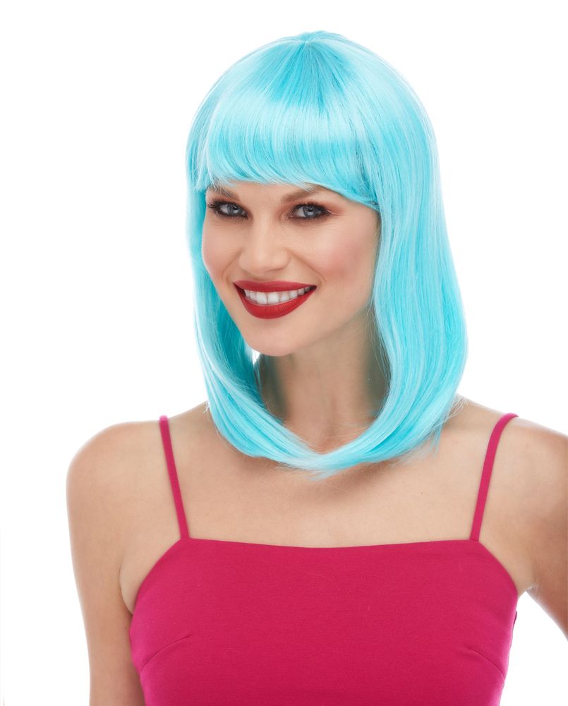 Light Blue Tapered Bob Wig Doll