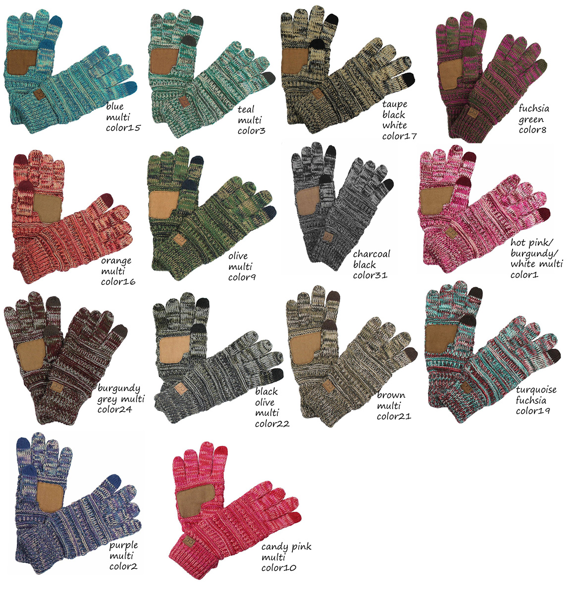 Multi Color Knit CC Gloves