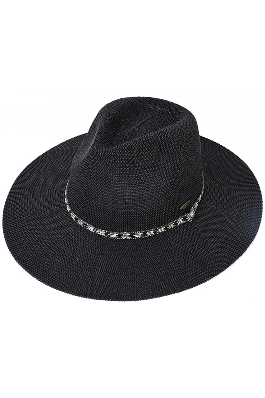 C.C Rhinestone Beaded Trim Panama Hat
