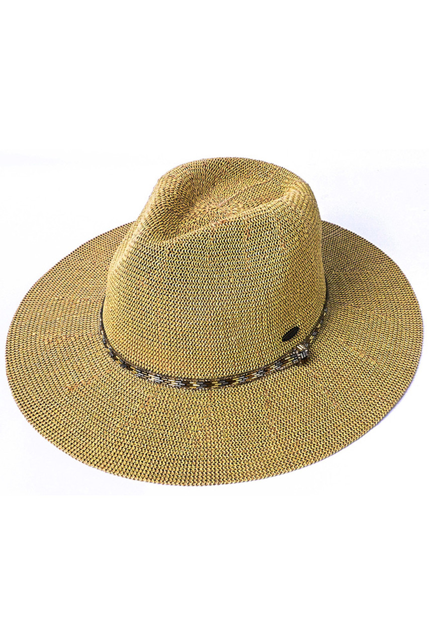 C.C Rhinestone Beaded Trim Panama Hat
