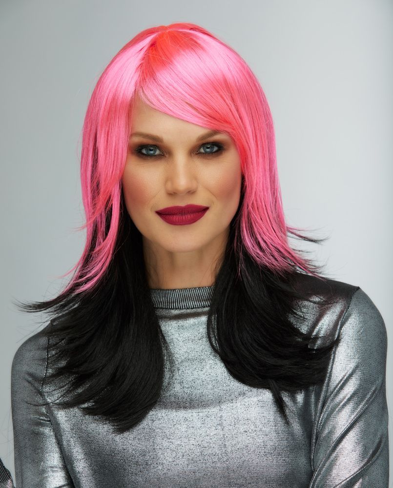 Two Color Wig in Pink and Black