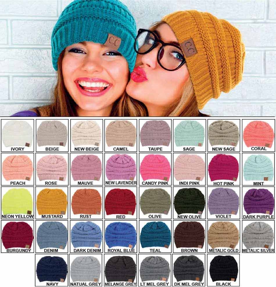 CC Solid Color Knit Beanie Hat