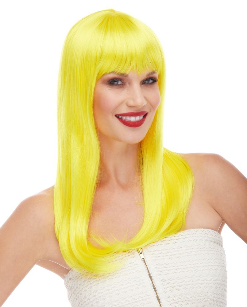 Yellow Long Straight Wig with Bangs Classy