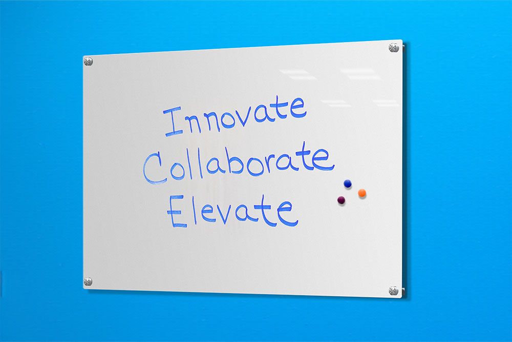 1/4" Glass Dry Erase Board, Standoff Mount,