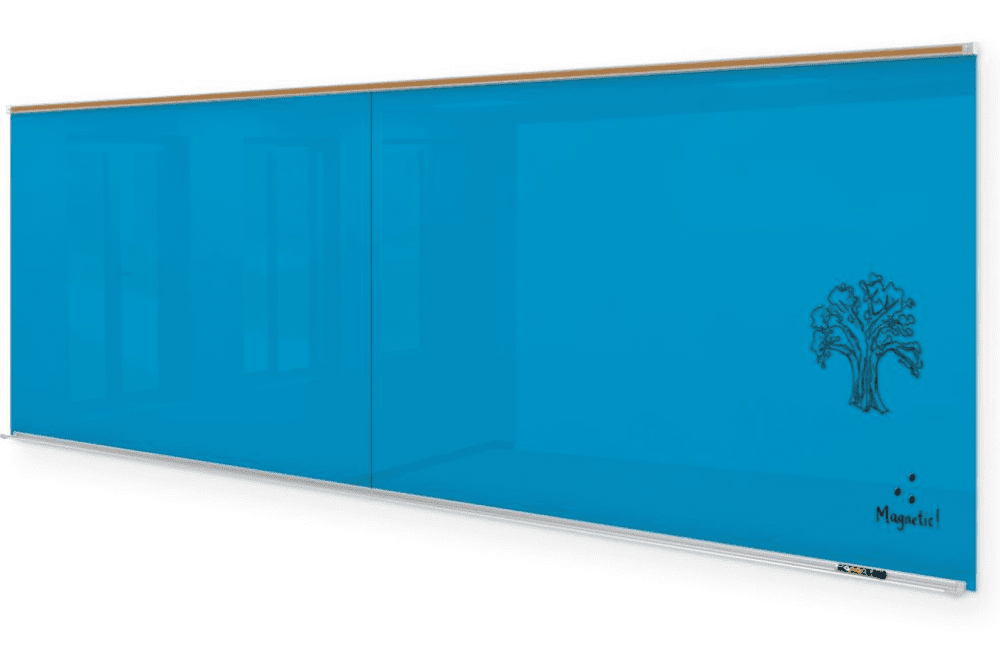 4' x 12' Blue Glass Dry Erase Wall Panel System
