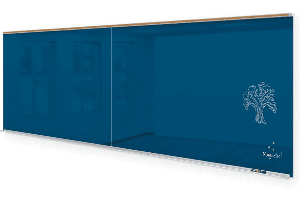 4' x 12' Navy Glass Dry Erase Wall Panel System