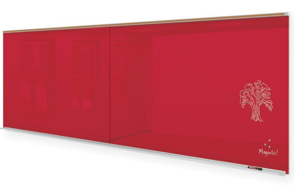 4' x 12' Red Glass Dry Erase Wall Panel System