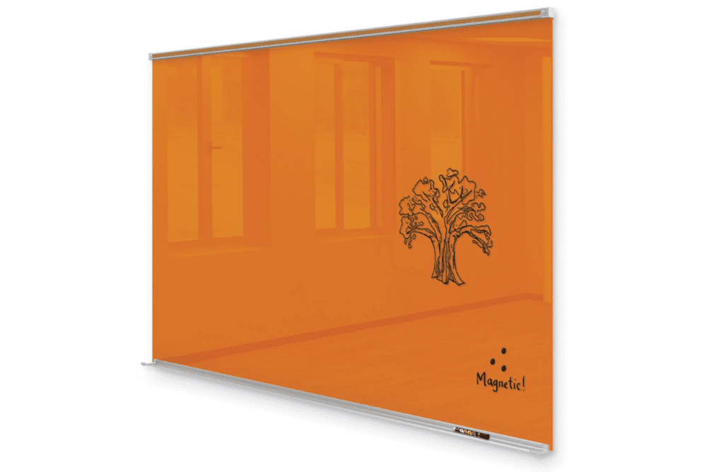 4' x 6' Orange Glass Dry Erase Wall Panel System
