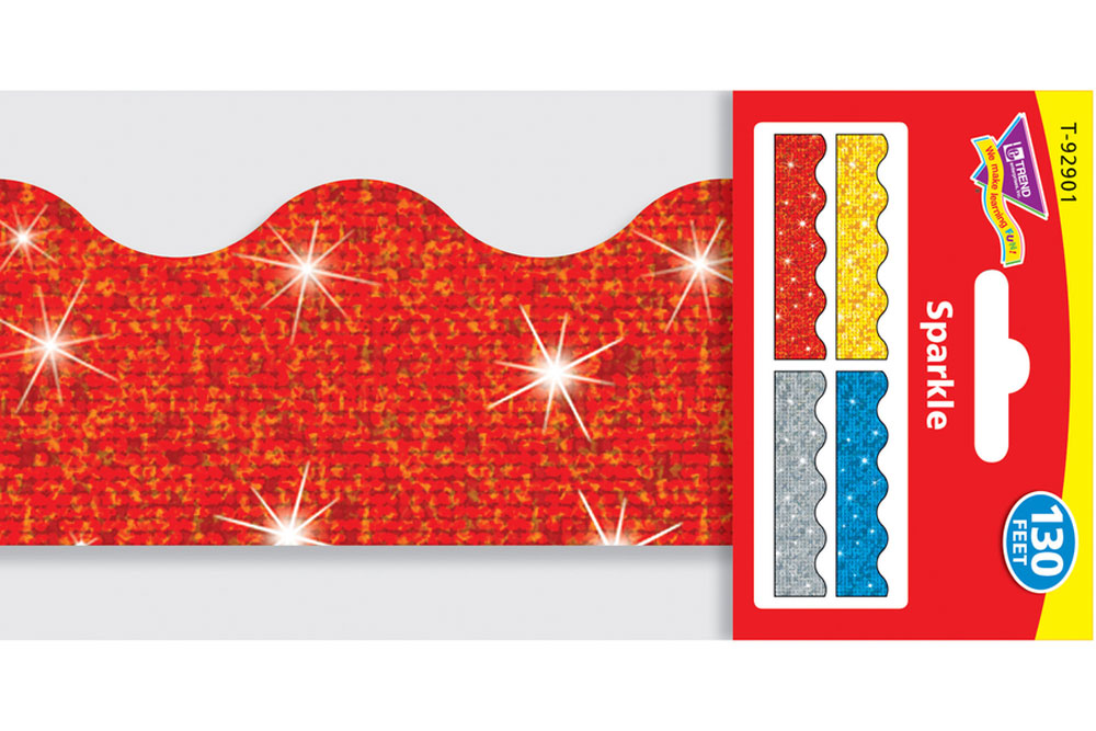 Bulletin Board Trimmer, Four Glitter Colors Variety Pack