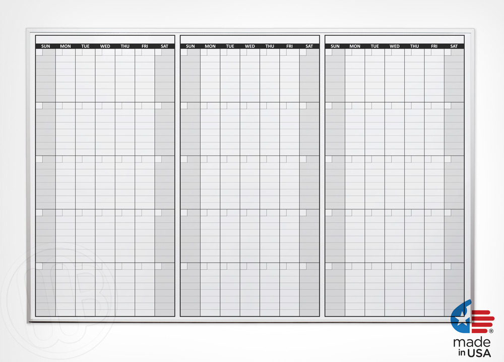 Three Month Dry Erase Calendar