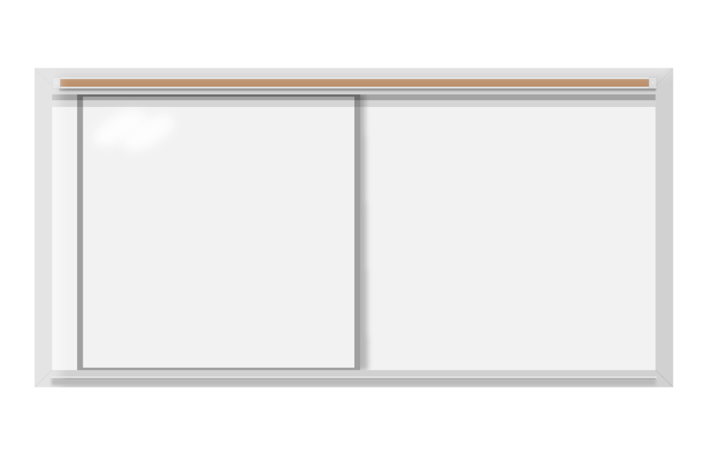 Horizontal Sliding Boards 4' Tall x 8' W, 1 Dry Erase Slider, 2 Tracks