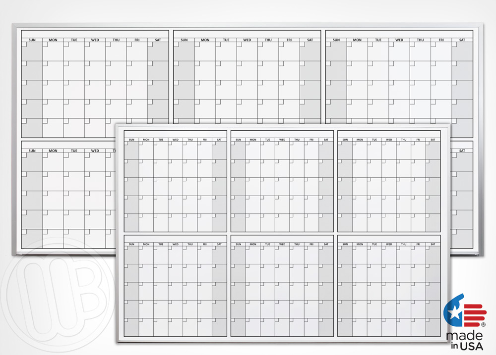 Magnetic six month or half year dry erase calendar