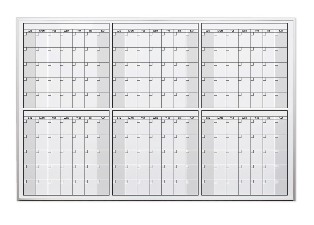 Six Month or Half Year Dry Erase Calendar