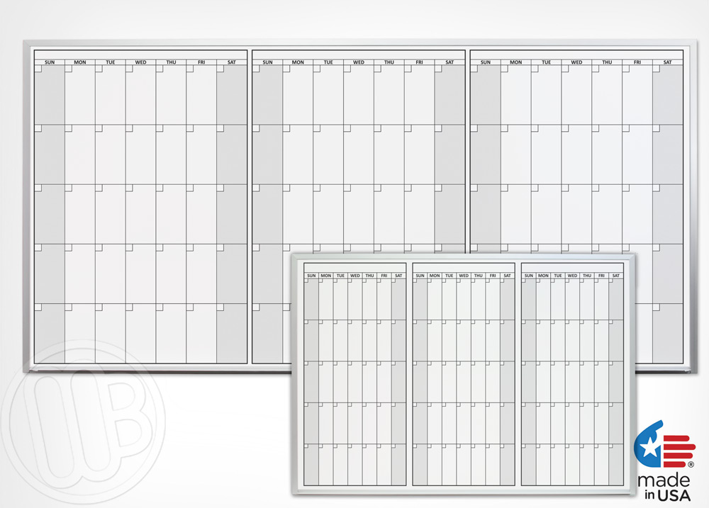 Magnetic Three Month Dry Erase Calendars