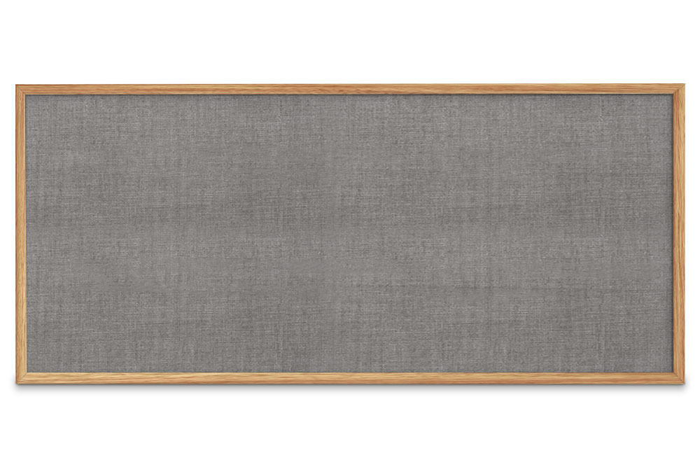 Oak Framed Fabric Tackboard, 48" x 120", Grey Mix
