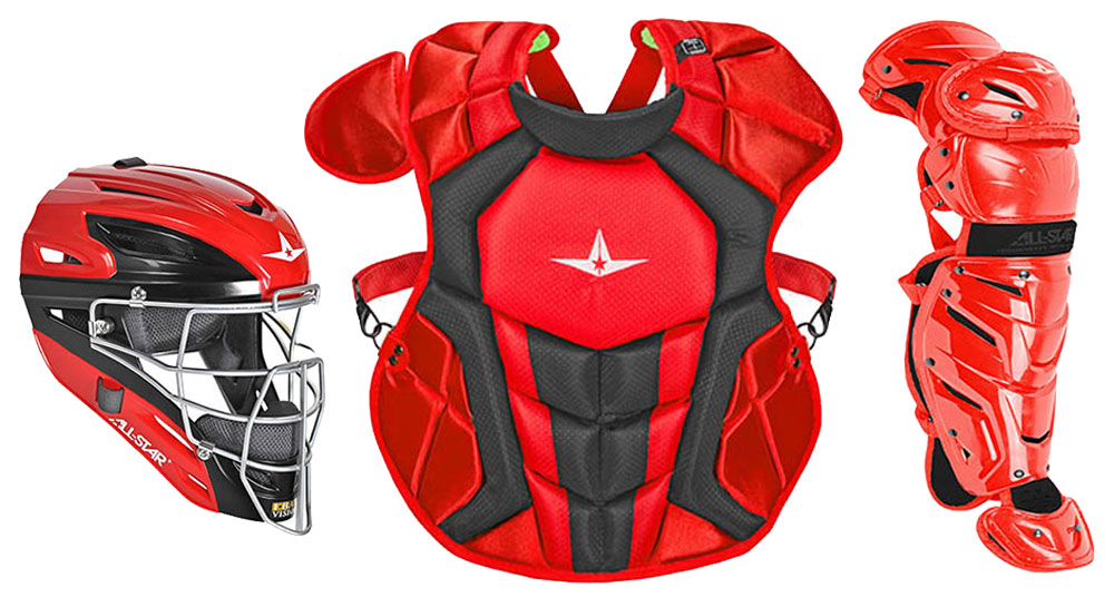 Sale! Buy AllStar Axis Pro S7 Youth Scarlet/Black Catcher's Kit