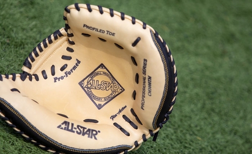 All-Star CMW3001 Baseball Catcher's Mitt - H-Web Open Back Design Black/White