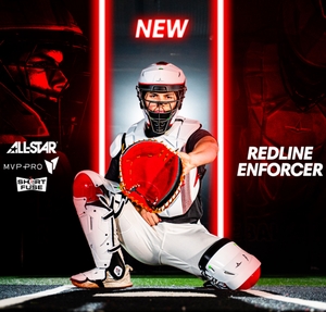 All-Star MVP Pro Short Fuse Redline Enforcer Intermediate White/Black/Scarlet Catcher's Set CKCC-5-SF-WH/BK/SC