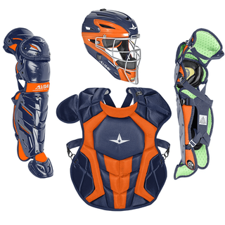 All-Star Axis Pro S7 Intermediate Navy/Orange Catcher's Set