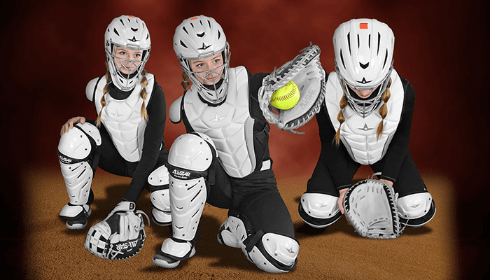 All-Star Empress Fastpitch Medium White/Navy Catcher's Set CKW-EMP-MED-WHNA