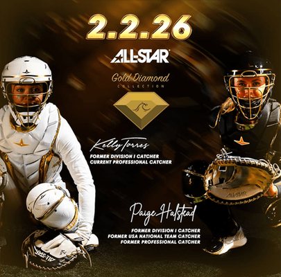All-Star Paige Halstead PHX Gold Diamond Collection Large White Catcher's Set  CKW-PHX-GDC-L-WH