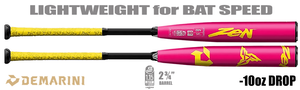 DeMarini Zen "Pink Lemonade" 2-3/4" Big Barrel USSSA Bat BIDIYLKAH2 -10oz (2025)