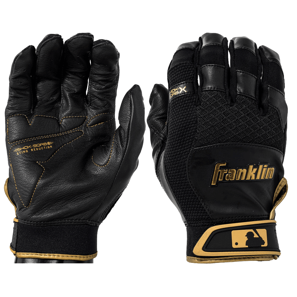 Franklin Shock Sorb X Adult Black/Gold Batting Gloves 20946F1